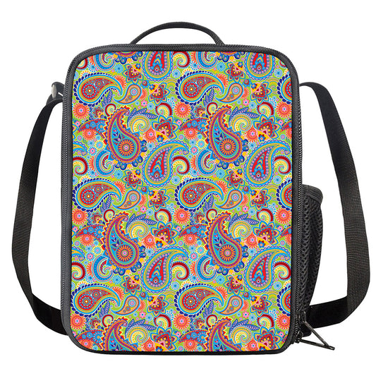 Asian Paisley Pattern Print Crossbody Lunch Bag