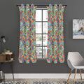 Asian Paisley Pattern Print Grommet Curtain Panels