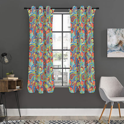 Asian Paisley Pattern Print Curtain