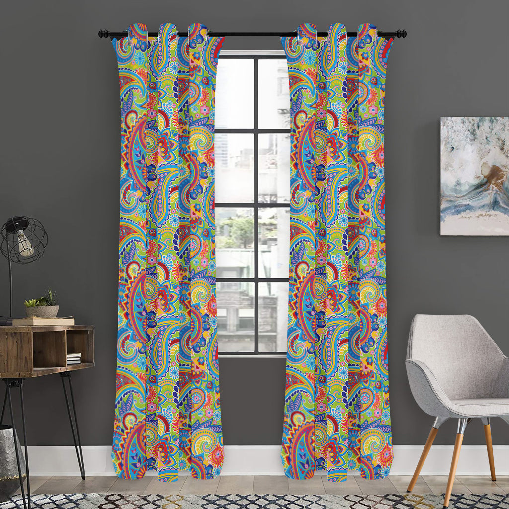 Asian Paisley Pattern Print Curtain