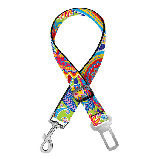Asian Paisley Pattern Print Dog Seat Belt