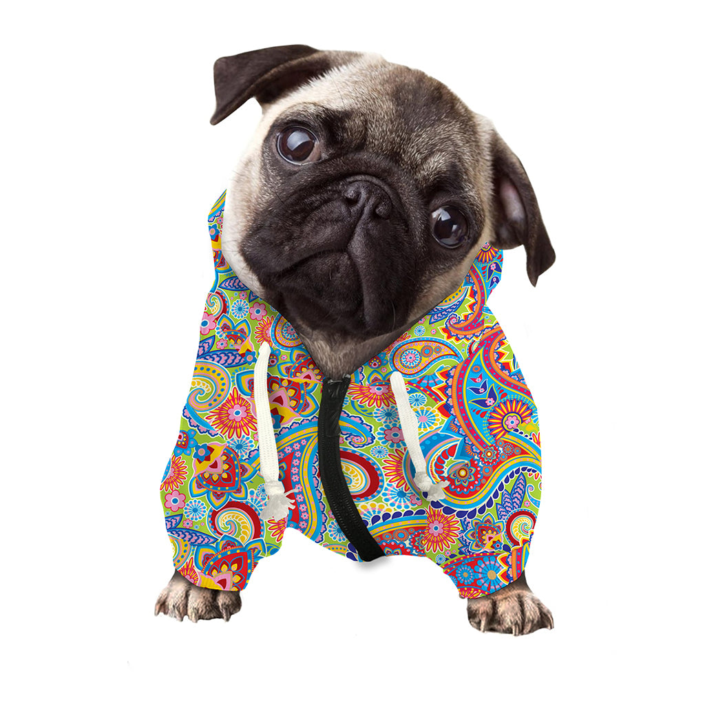 Asian Paisley Pattern Print Dog Zip Up Hoodie