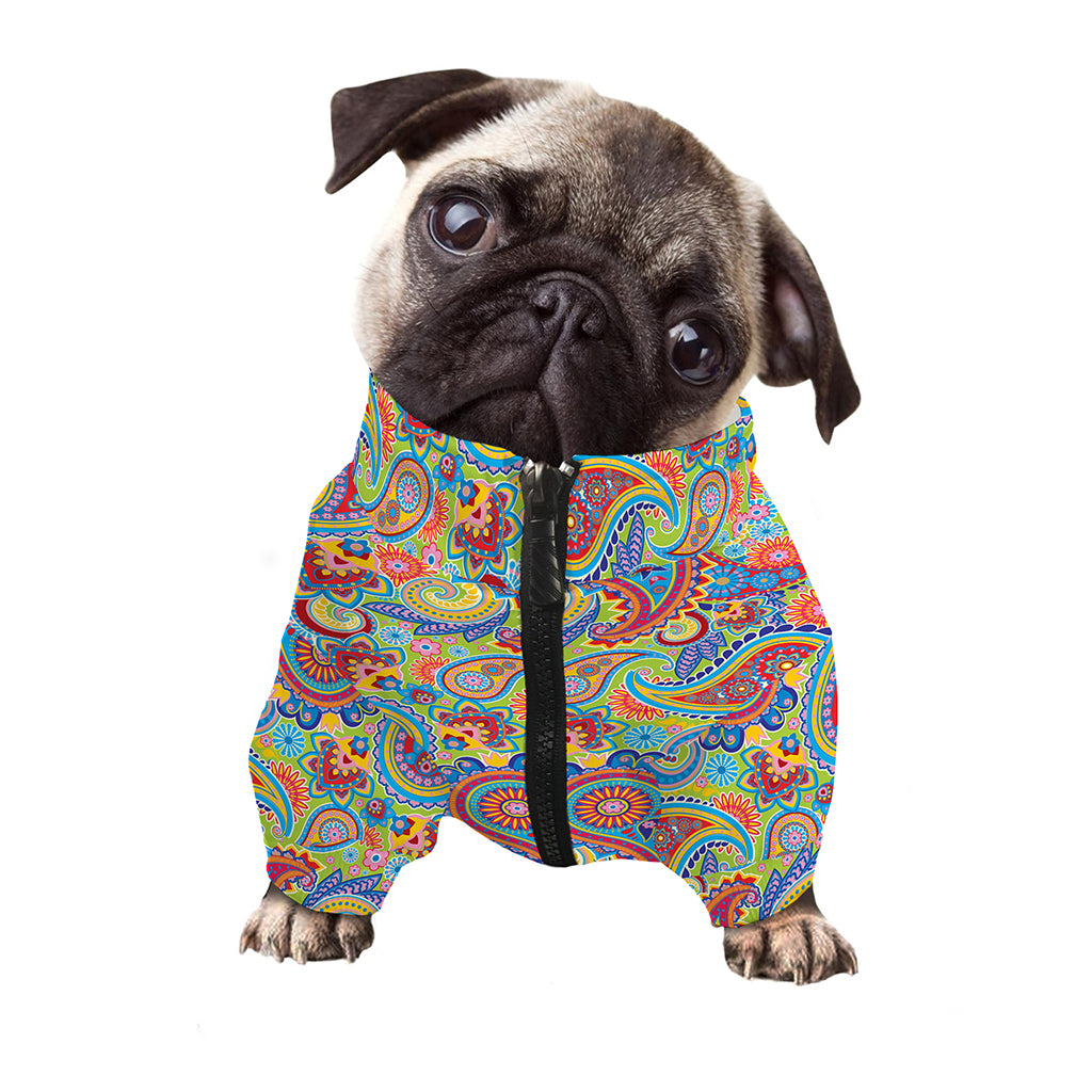 Asian Paisley Pattern Print Dog Zip Up Jacket