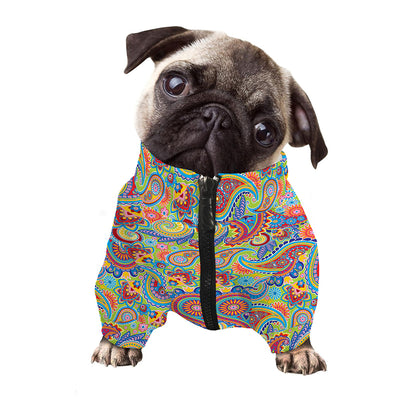 Asian Paisley Pattern Print Dog Zip Up Jacket