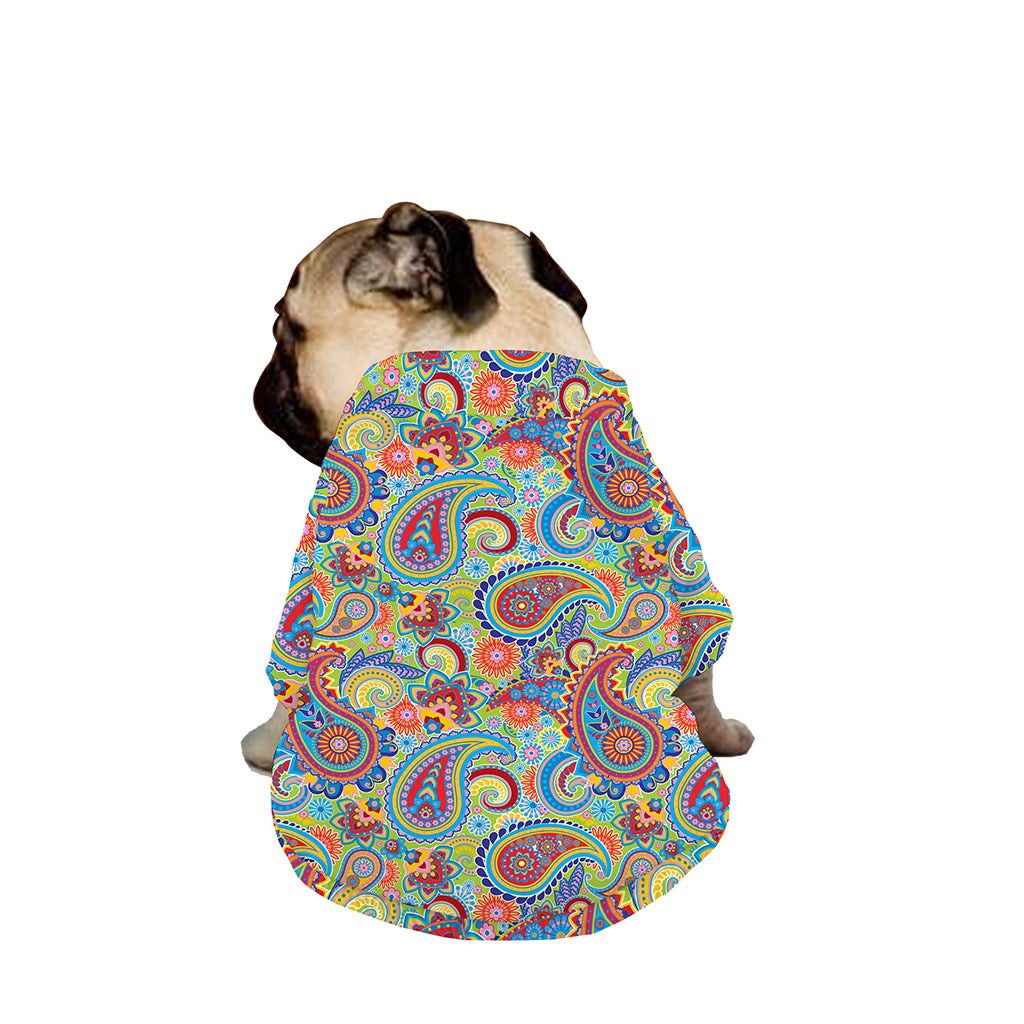 Asian Paisley Pattern Print Dog Zip Up Jacket