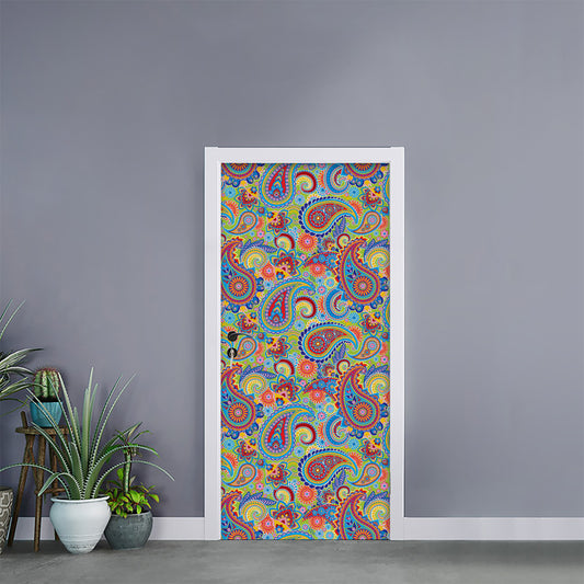Asian Paisley Pattern Print Door Sticker
