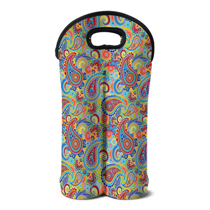 Asian Paisley Pattern Print Double Neoprene Wine Tote