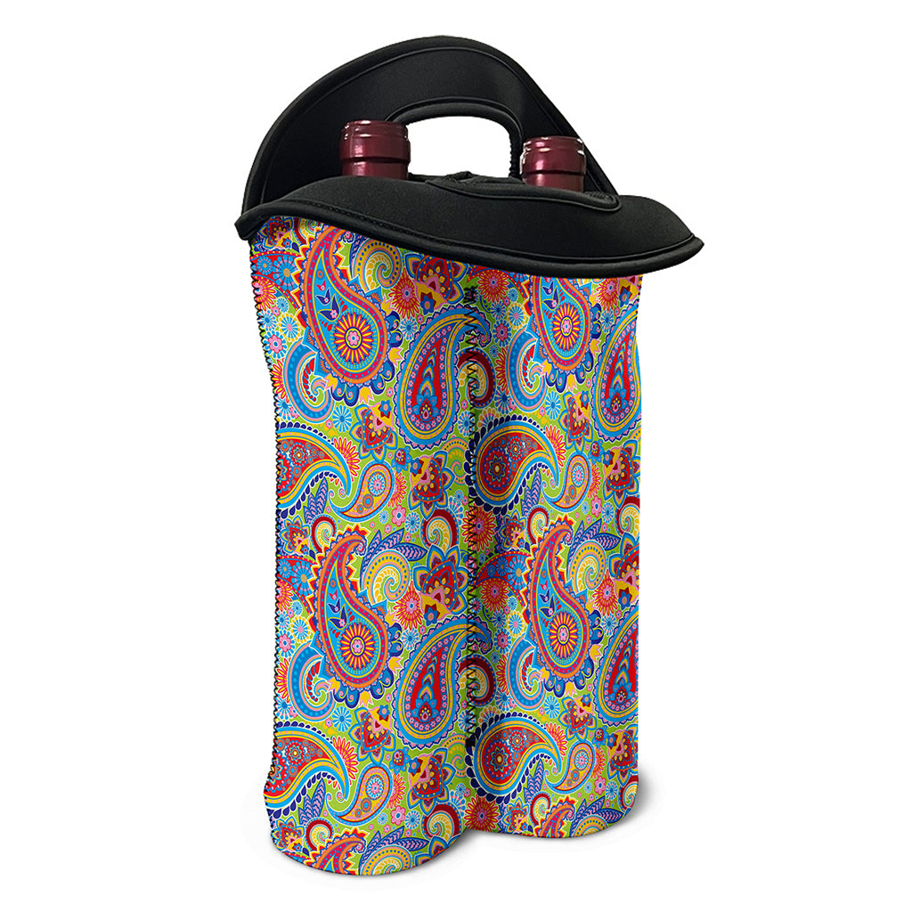 Asian Paisley Pattern Print Double Neoprene Wine Tote