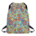 Asian Paisley Pattern Print Drawstring Backpack