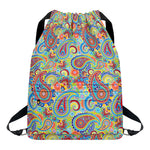 Asian Paisley Pattern Print Drawstring Backpack