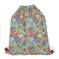 Asian Paisley Pattern Print Drawstring Bag