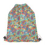 Asian Paisley Pattern Print Drawstring Bag