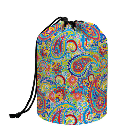 Asian Paisley Pattern Print Drawstring Makeup Bag