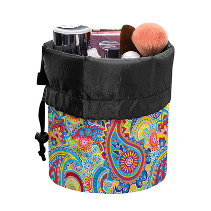 Asian Paisley Pattern Print Drawstring Makeup Bag