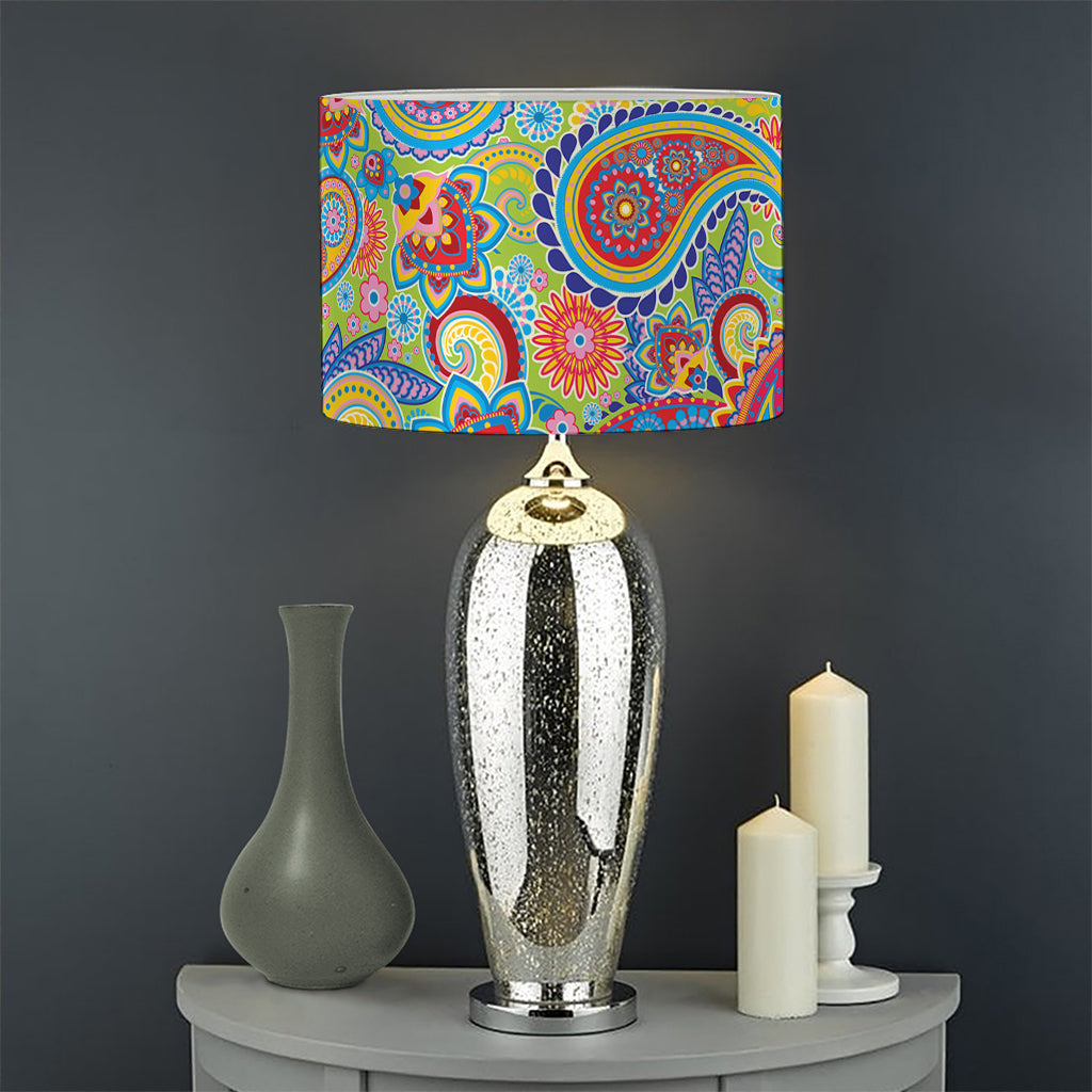 Asian Paisley Pattern Print Drum Lamp Shade