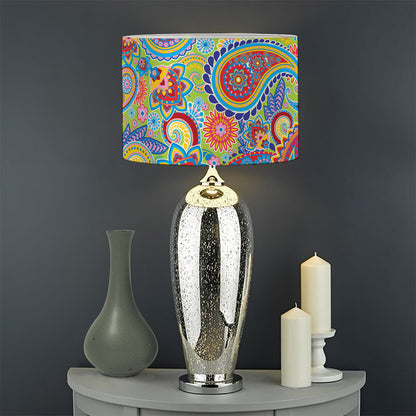 Asian Paisley Pattern Print Drum Lamp Shade