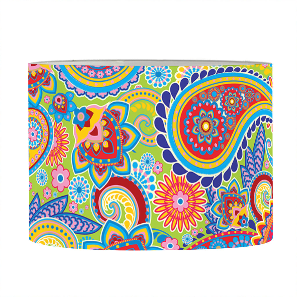 Asian Paisley Pattern Print Drum Lamp Shade