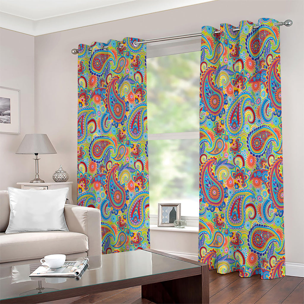 Asian Paisley Pattern Print Extra Wide Grommet Curtains