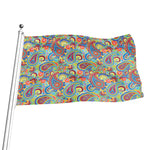 Asian Paisley Pattern Print Flag