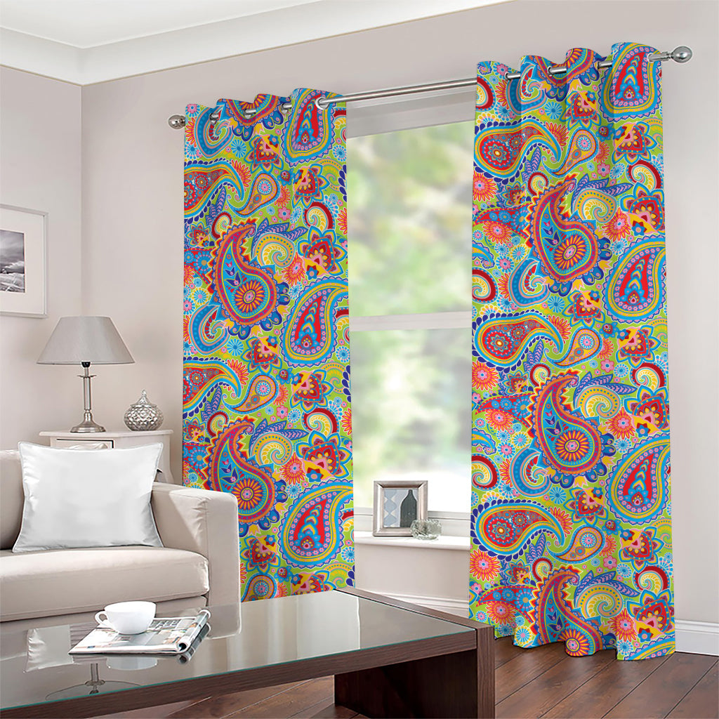 Asian Paisley Pattern Print Grommet Curtains