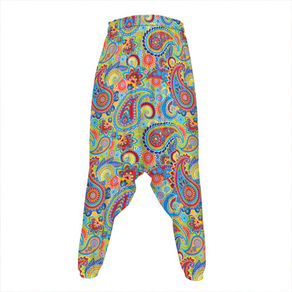 Asian Paisley Pattern Print Hammer Pants
