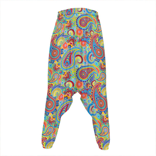 Asian Paisley Pattern Print Hammer Pants