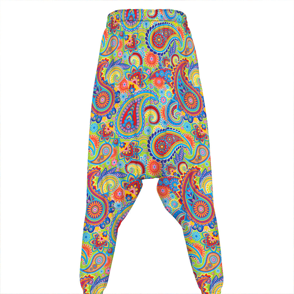 Asian Paisley Pattern Print Hammer Pants