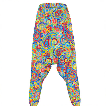 Asian Paisley Pattern Print Hammer Pants