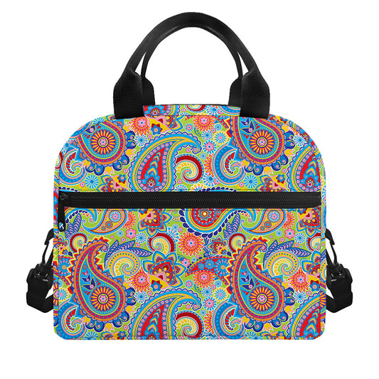 Asian Paisley Pattern Print Insulated Lunch Bag