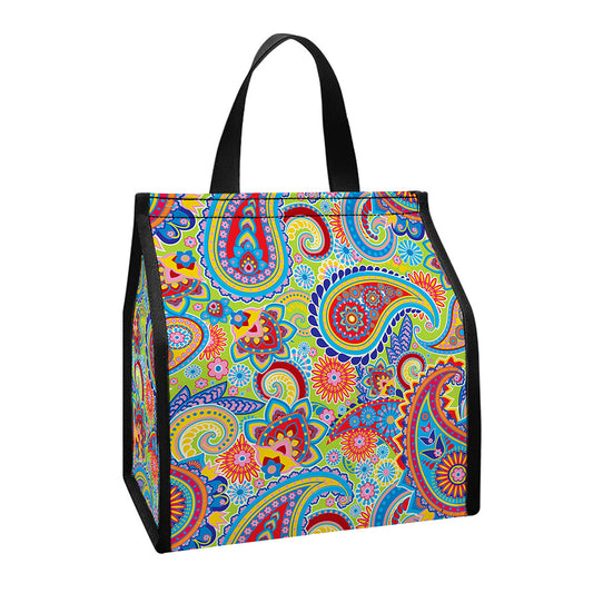 Asian Paisley Pattern Print Insulated Lunch Tote