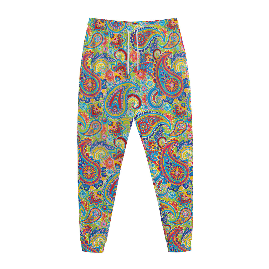 Asian Paisley Pattern Print Jogger Pants