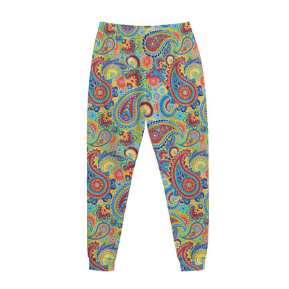 Asian Paisley Pattern Print Jogger Pants