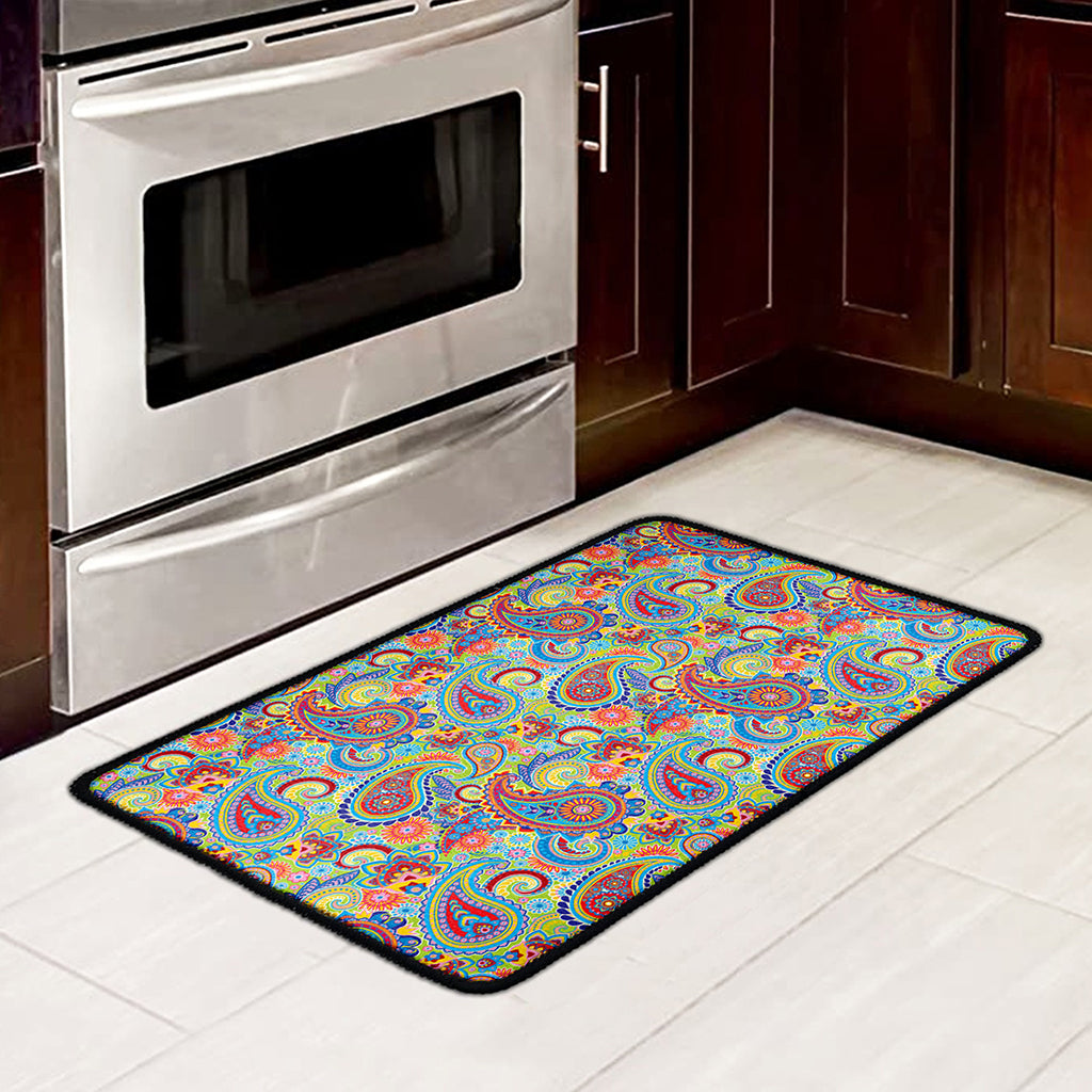 Asian Paisley Pattern Print Kitchen Mat