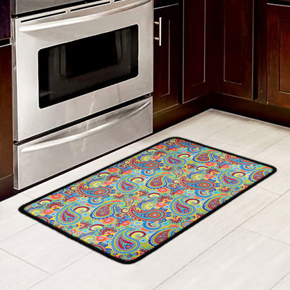 Asian Paisley Pattern Print Kitchen Mat