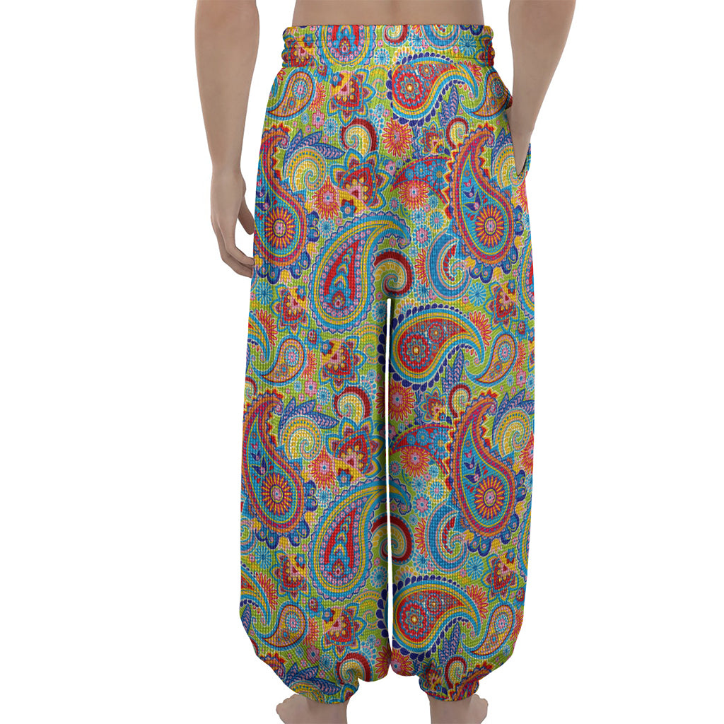 Asian Paisley Pattern Print Lantern Pants