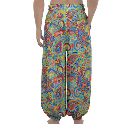 Asian Paisley Pattern Print Lantern Pants