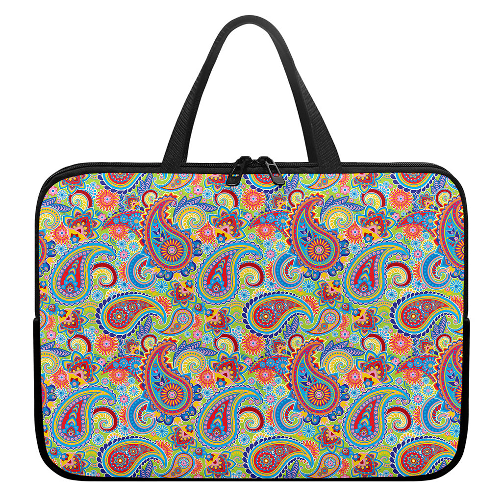 Asian Paisley Pattern Print Laptop Sleeve With Handle