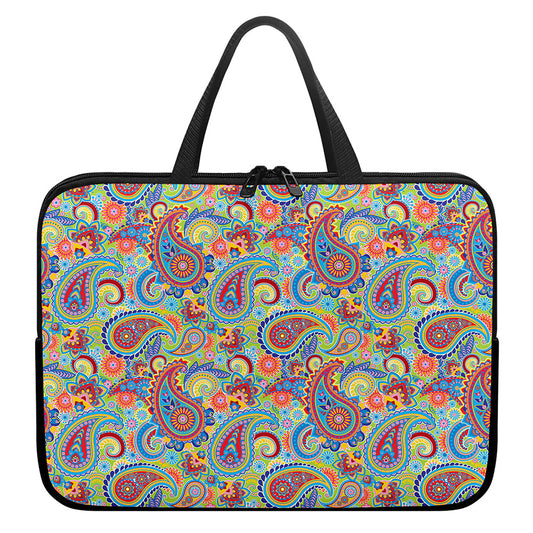 Asian Paisley Pattern Print Laptop Sleeve With Handle