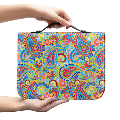 Asian Paisley Pattern Print Leather Bible Cover