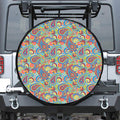 Asian Paisley Pattern Print Leather Spare Tire Cover