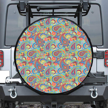 Asian Paisley Pattern Print Leather Spare Tire Cover