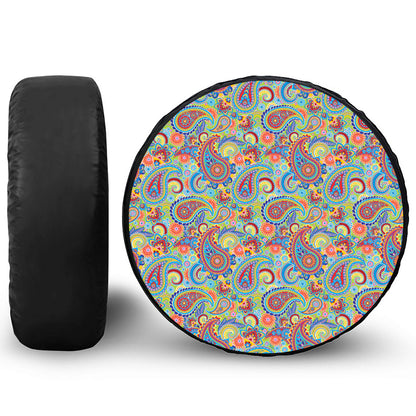 Asian Paisley Pattern Print Leather Spare Tire Cover