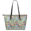 Asian Paisley Pattern Print Leather Tote Bag