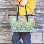 Asian Paisley Pattern Print Leather Tote Bag