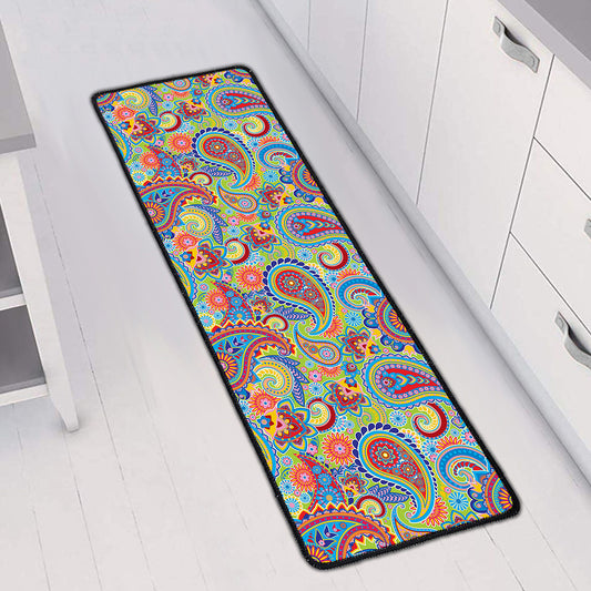 Asian Paisley Pattern Print Long Kitchen Mat