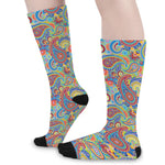 Asian Paisley Pattern Print Long Socks