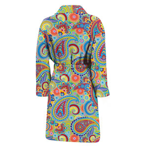 Asian Paisley Pattern Print Men's Bathrobe