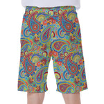 Asian Paisley Pattern Print Men's Beach Shorts
