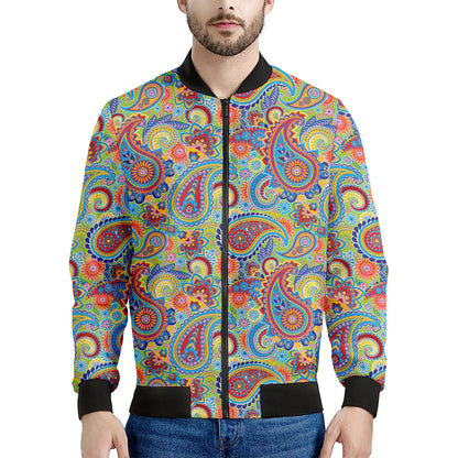 Asian Paisley Pattern Print Men's Bomber Jacket