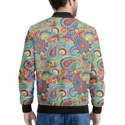 Asian Paisley Pattern Print Men's Bomber Jacket